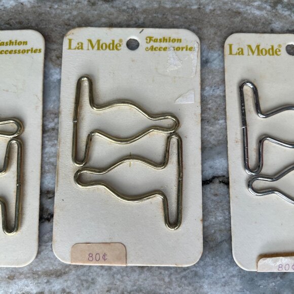VTG La Mode Gold Silver Fashion Accessories Hooks 2 Count Per Card Lot of 4 - Picture 2 of 3